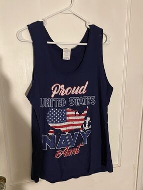 Proud United States Navy Aunt Navy Blue Tank Top